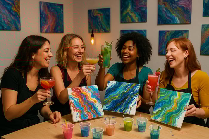 Acrylic Flow Painting Experience for 20-30 Guests image